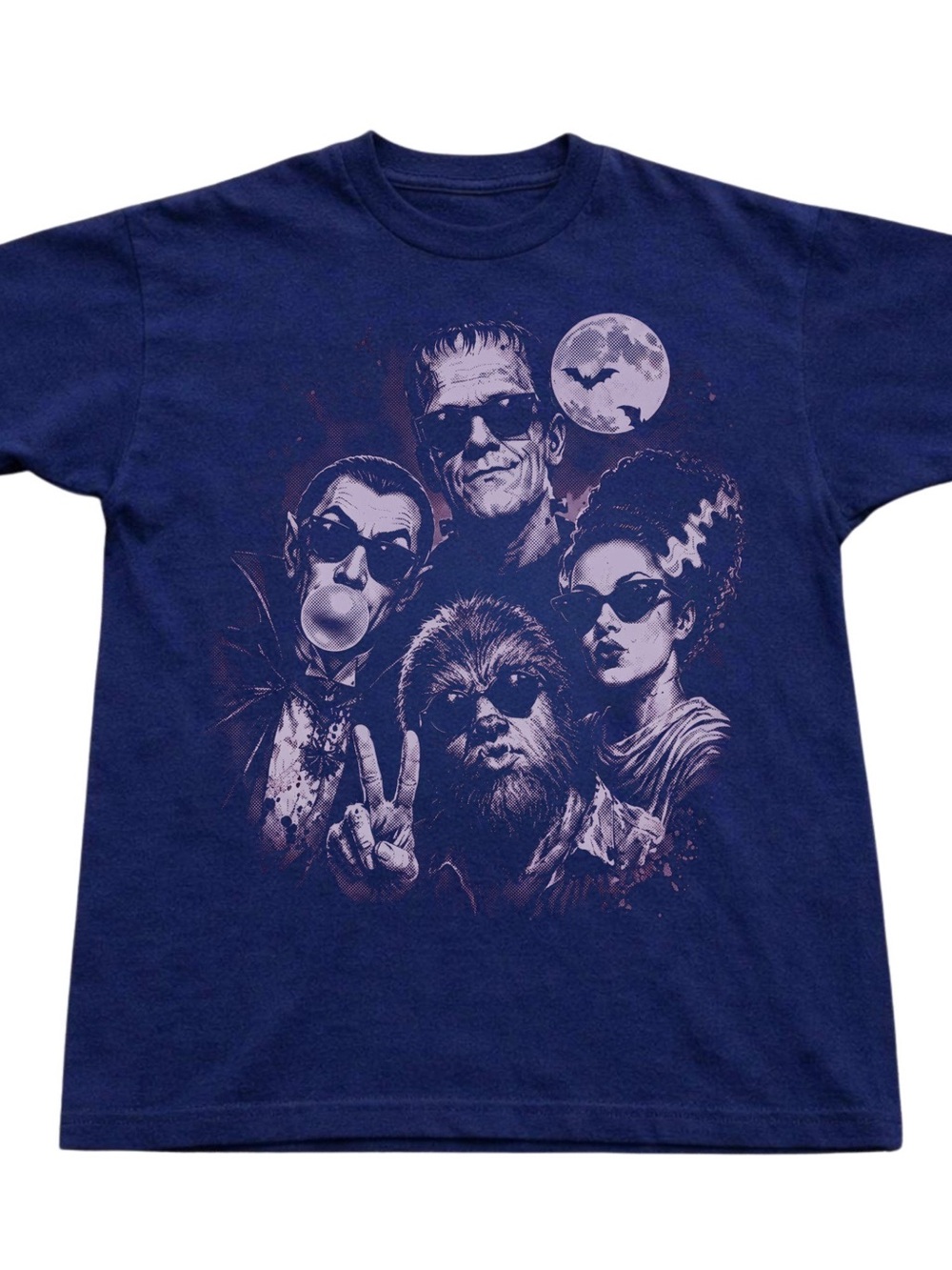 Men's Navy Graphic Monster Crew Neck T-Shirt